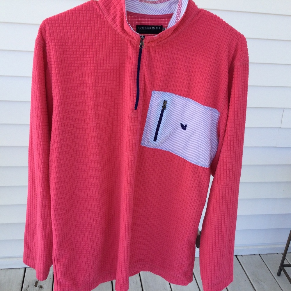 Southern Marsh Long Sleeve 3/4 Zip Pullover Jacket, Orange